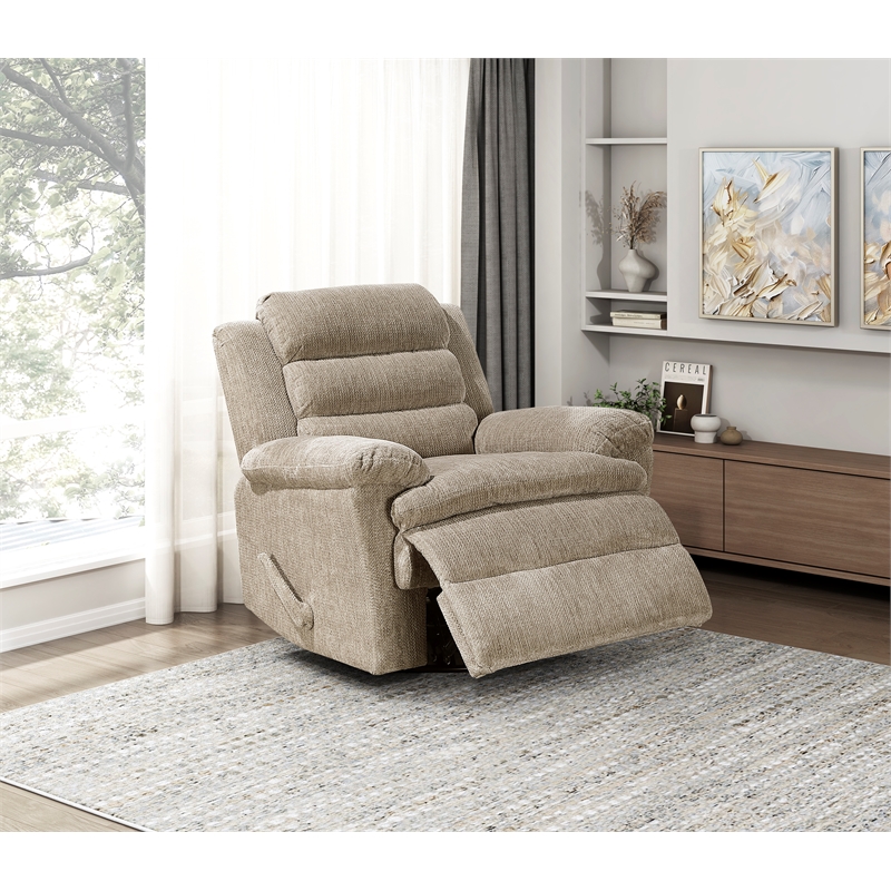 Lexicon Oxford Microfiber Swivel Glider Reclining Chair in Brown
