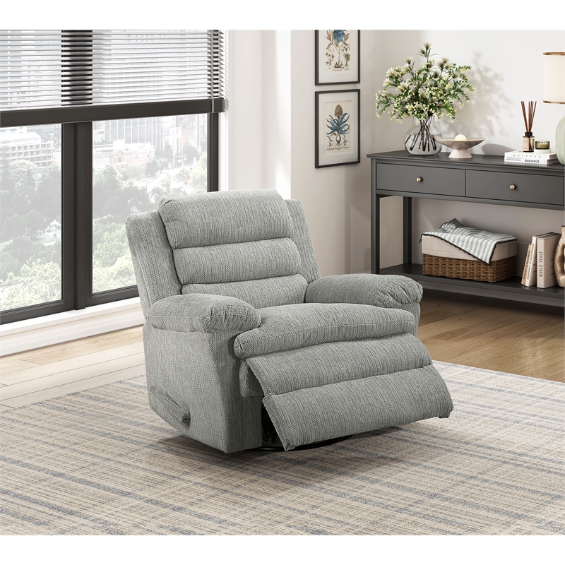 Lexicon Oxford Microfiber Swivel Glider Reclining Chair in Gray