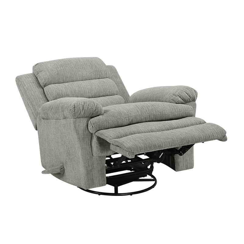 Lexicon Oxford Microfiber Swivel Glider Reclining Chair in Gray