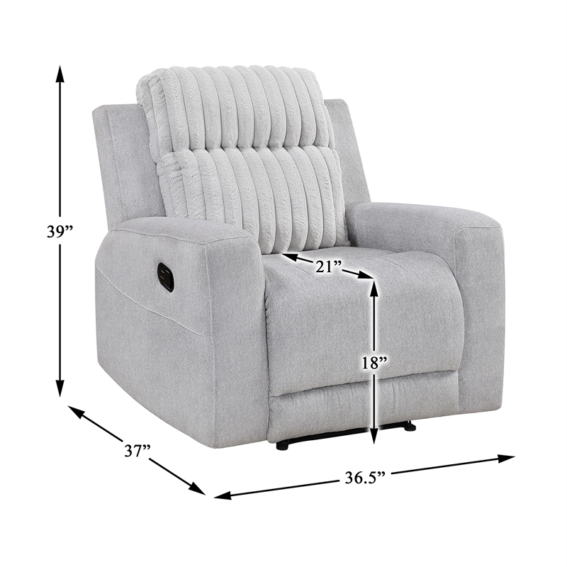 Lexicon Benton Corduroy Reclining Chair in Light Gray