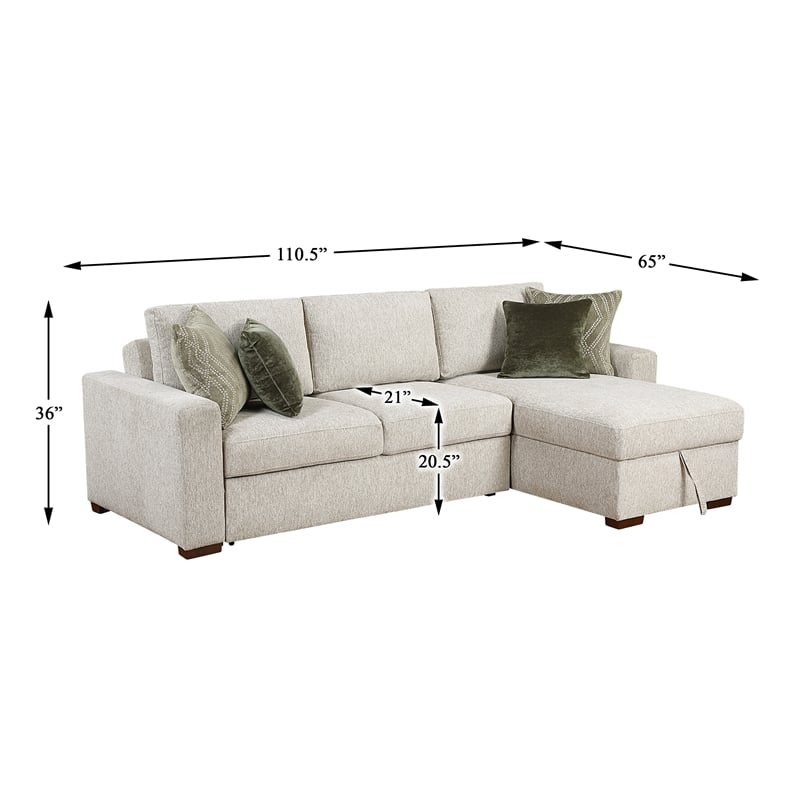 Lexicon Isla Microfiber 3-Piece Sectional with Reversible Chaise in Sage Sand