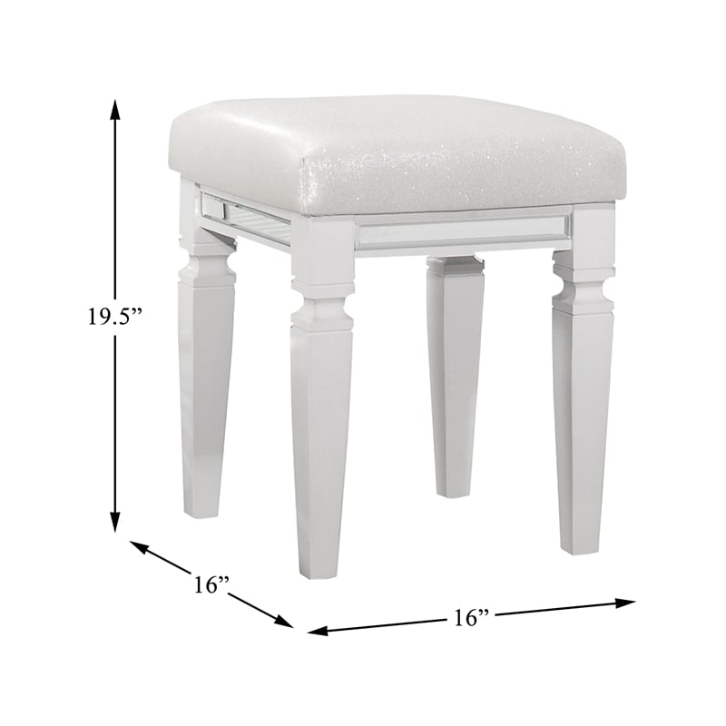 Lexicon Tamsin Asian Hardwood Vanity Stool in White