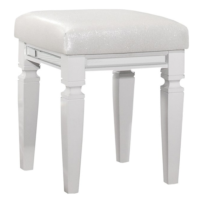 Lexicon Tamsin Asian Hardwood Vanity Stool in White