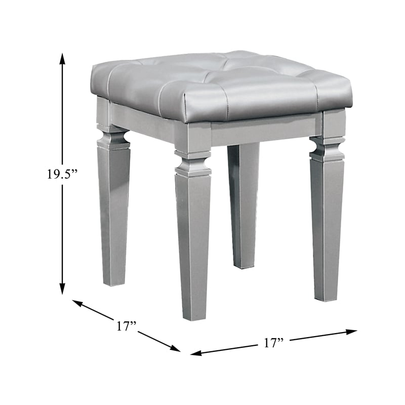 Lexicon Allura Rubberwood Vanity Stool in Silver