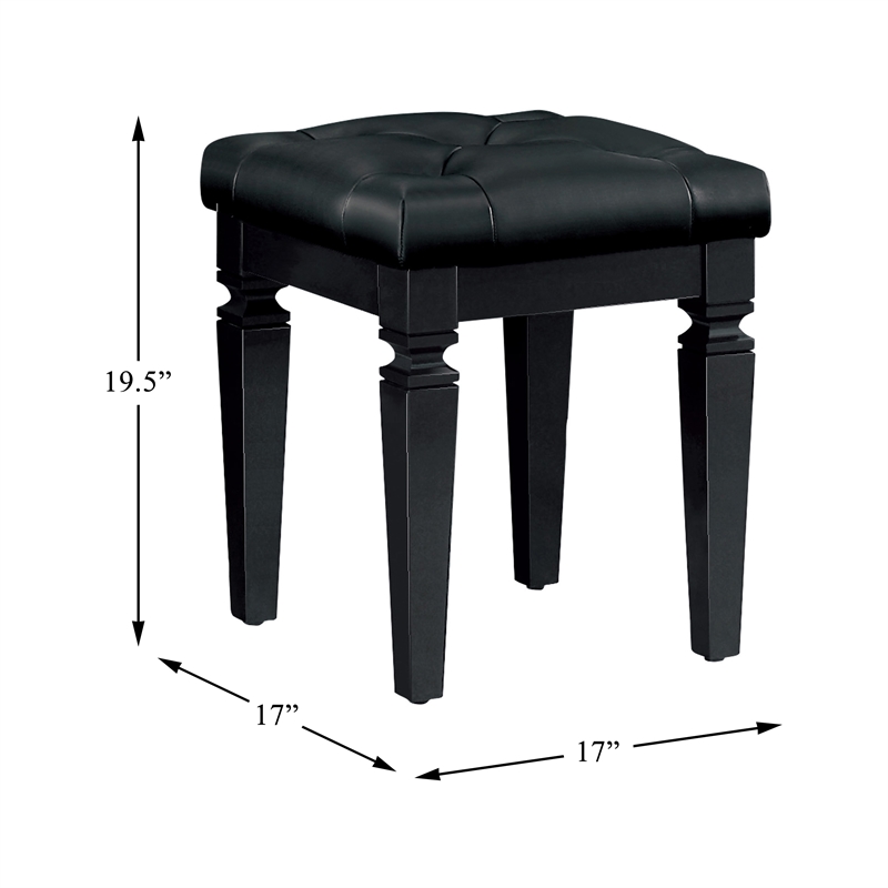 Lexicon Allura Rubberwood Vanity Stool in Black