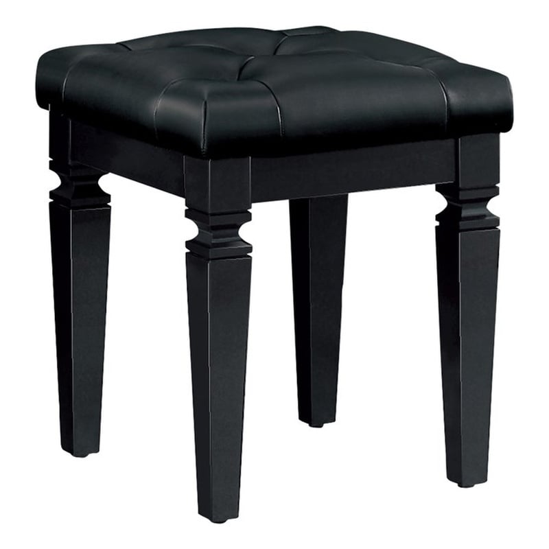 Lexicon Allura Rubberwood Vanity Stool in Black