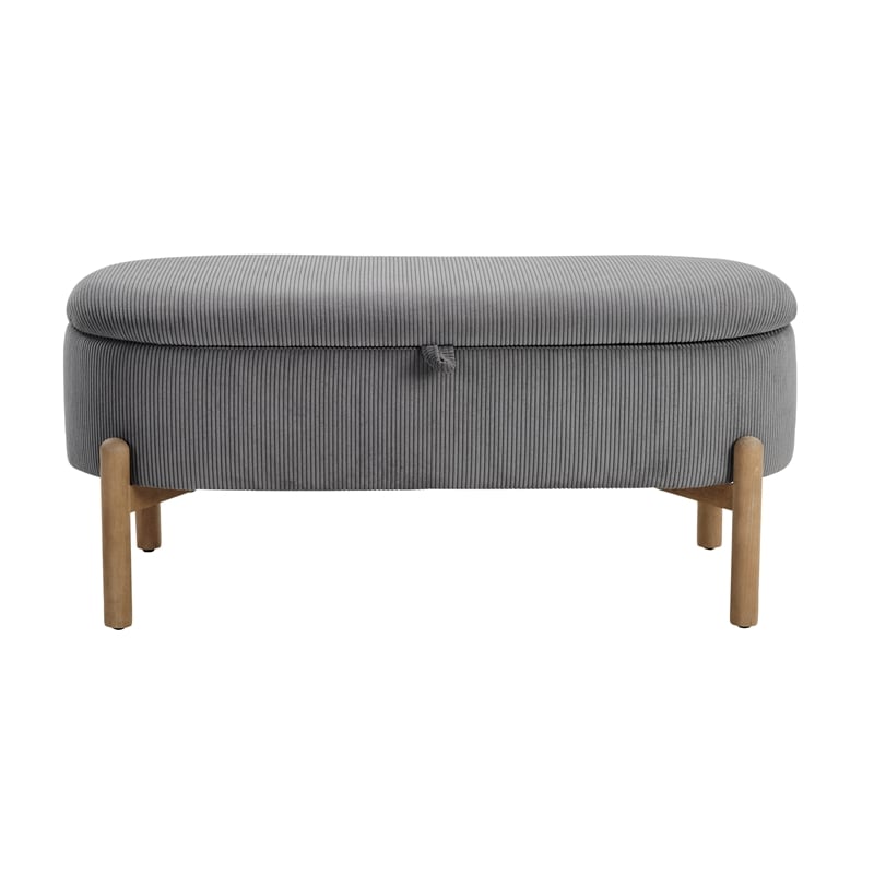 Lexicon Mavis Corduroy Lift Top Storage Bench in Gray
