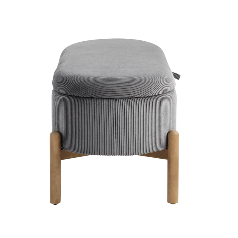 Lexicon Mavis Corduroy Lift Top Storage Bench in Gray