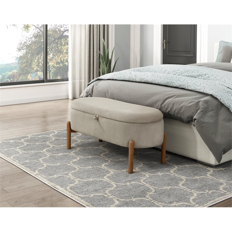 Lexicon Mavis Corduroy Lift Top Storage Bench in Taupe