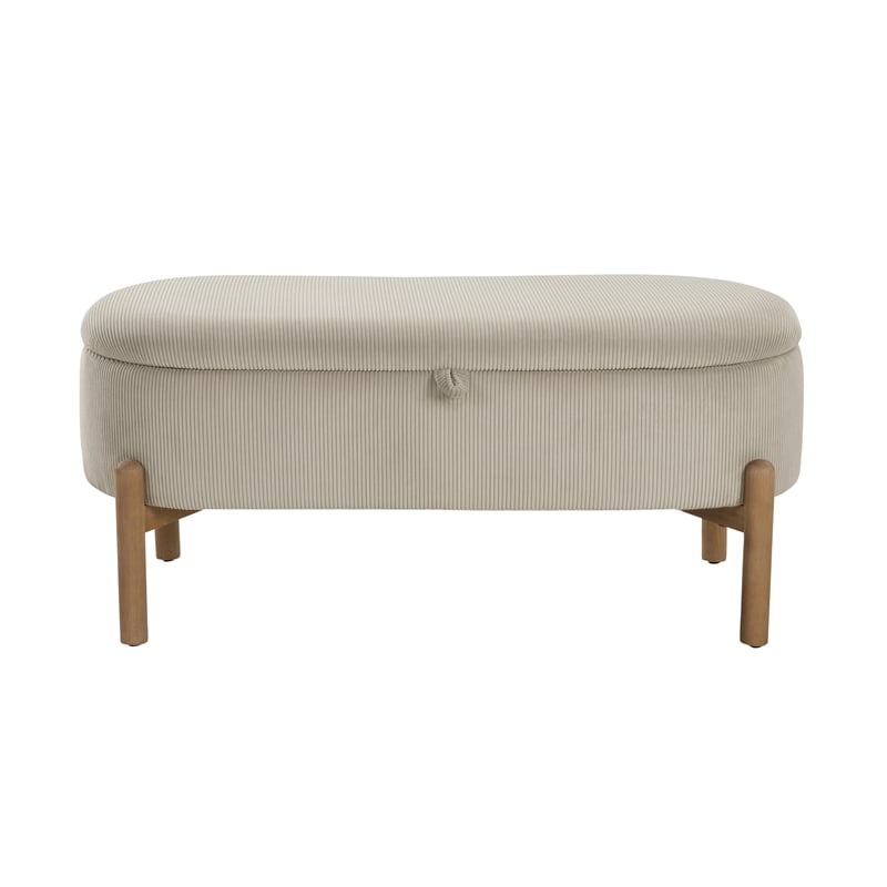 Lexicon Mavis Corduroy Lift Top Storage Bench in Taupe