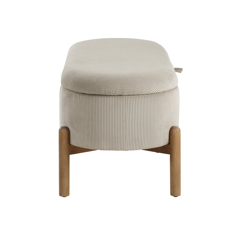 Lexicon Mavis Corduroy Lift Top Storage Bench in Taupe