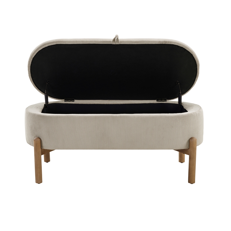 Lexicon Mavis Corduroy Lift Top Storage Bench in Taupe
