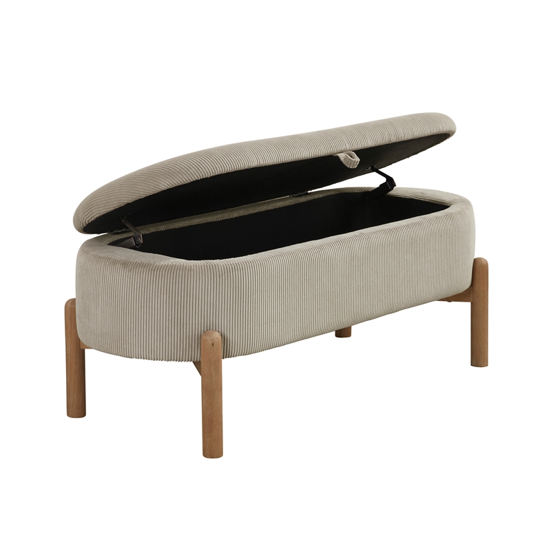 Lexicon Mavis Corduroy Lift Top Storage Bench in Taupe