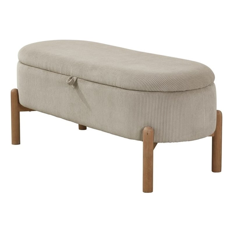 Lexicon Mavis Corduroy Lift Top Storage Bench in Taupe
