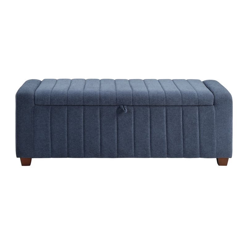 Lexicon Derby Boucle Lift Top Storage Bench in Blue