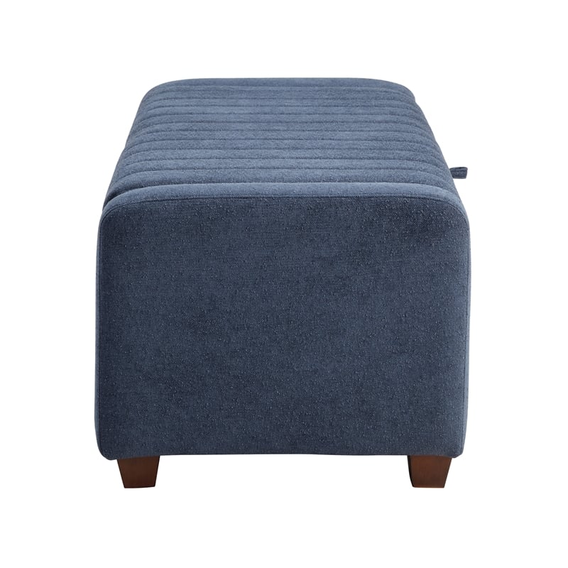 Lexicon Derby Boucle Lift Top Storage Bench in Blue