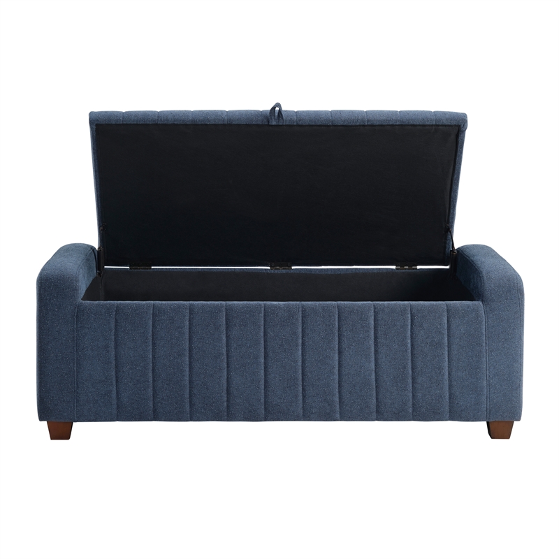 Lexicon Derby Boucle Lift Top Storage Bench in Blue