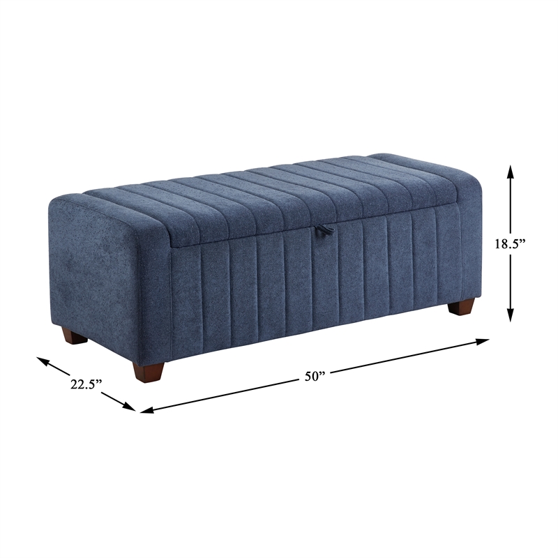 Lexicon Derby Boucle Lift Top Storage Bench in Blue