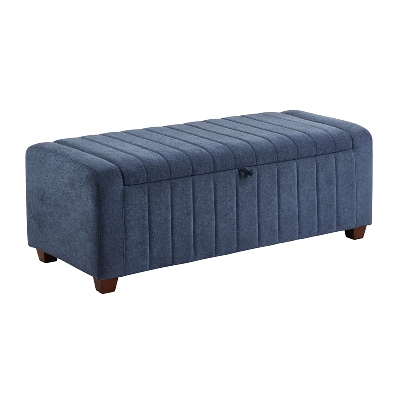 Lexicon Derby Boucle Lift Top Storage Bench in Blue