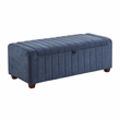 Lexicon Derby Boucle Lift Top Storage Bench in Blue