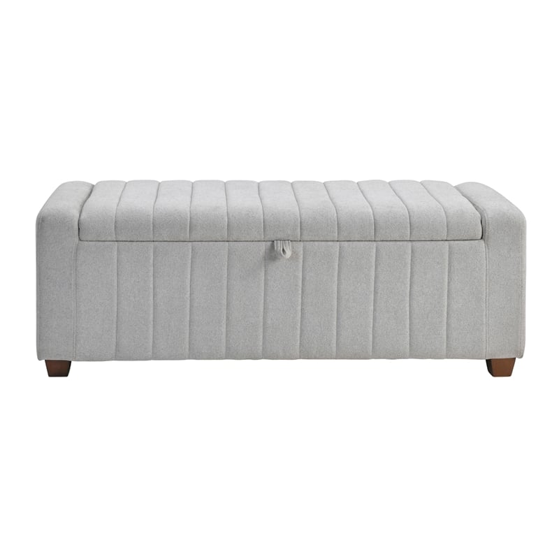Lexicon Derby Boucle Lift Top Storage Bench in Gray