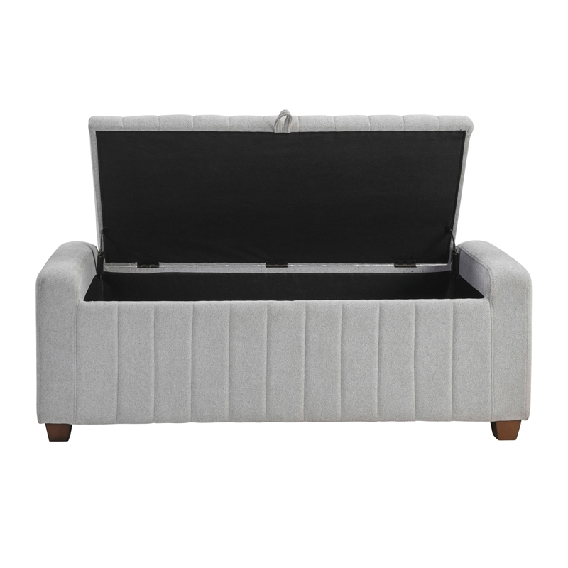 Lexicon Derby Boucle Lift Top Storage Bench in Gray