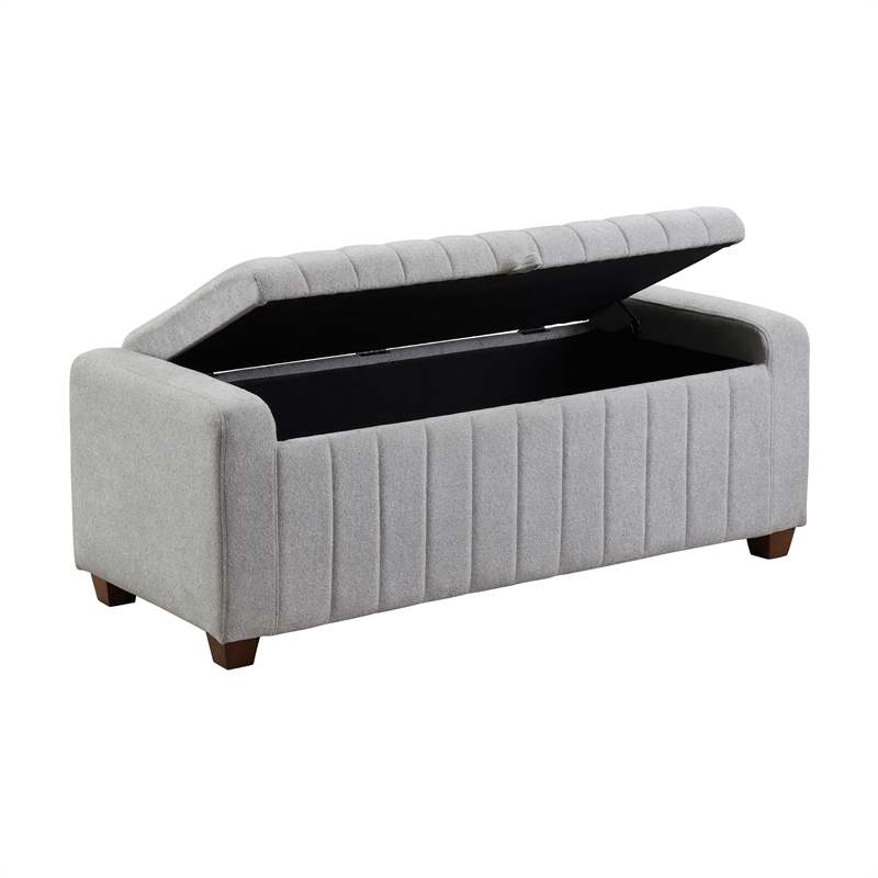 Lexicon Derby Boucle Lift Top Storage Bench in Gray