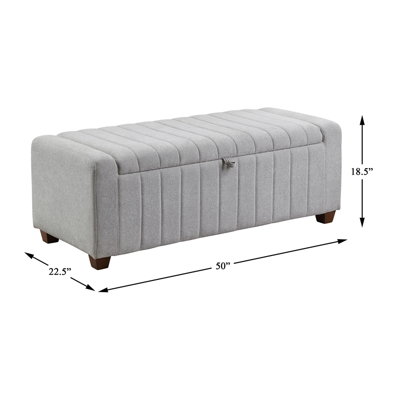 Lexicon Derby Boucle Lift Top Storage Bench in Gray