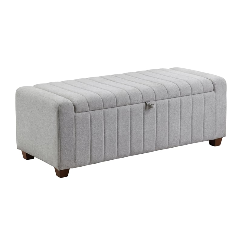 Lexicon Derby Boucle Lift Top Storage Bench in Gray