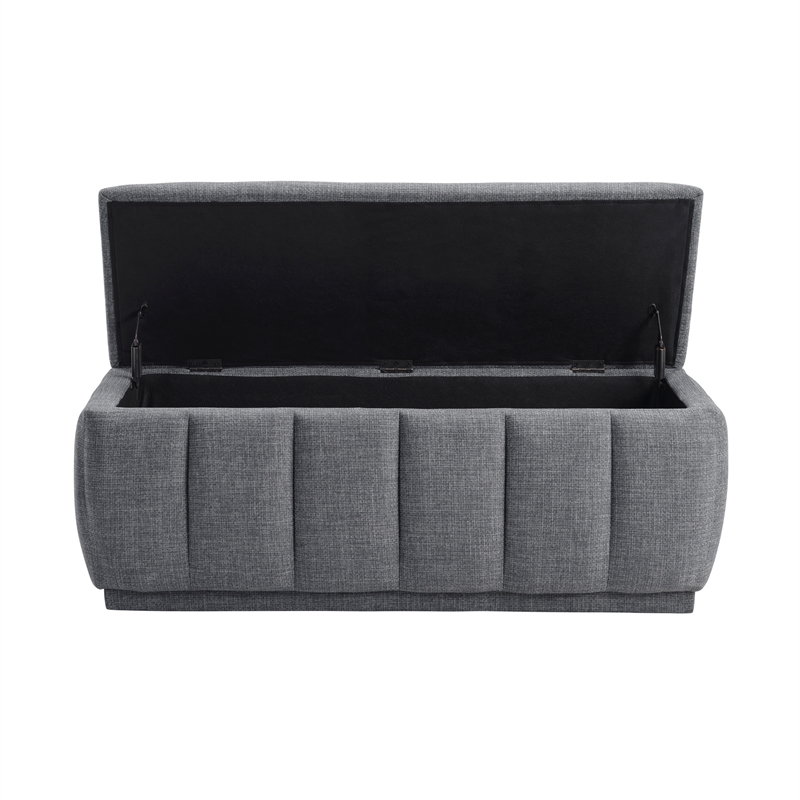 Lexicon Maize Textured Lift Top Storage Bench in Gray