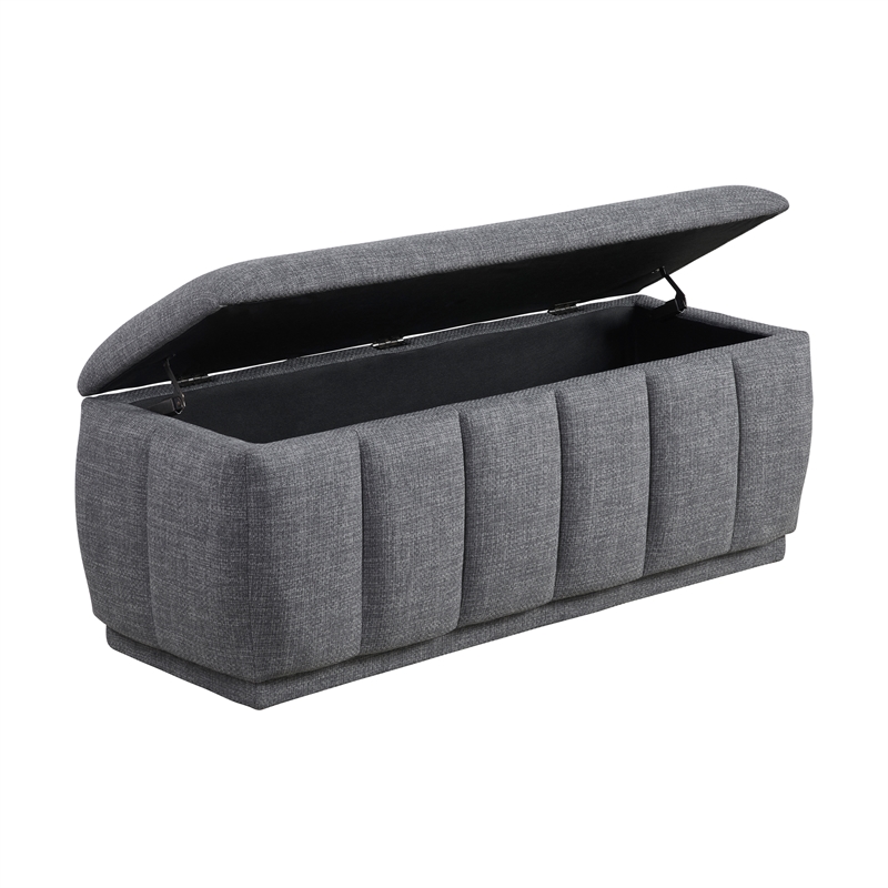 Lexicon Maize Textured Lift Top Storage Bench in Gray