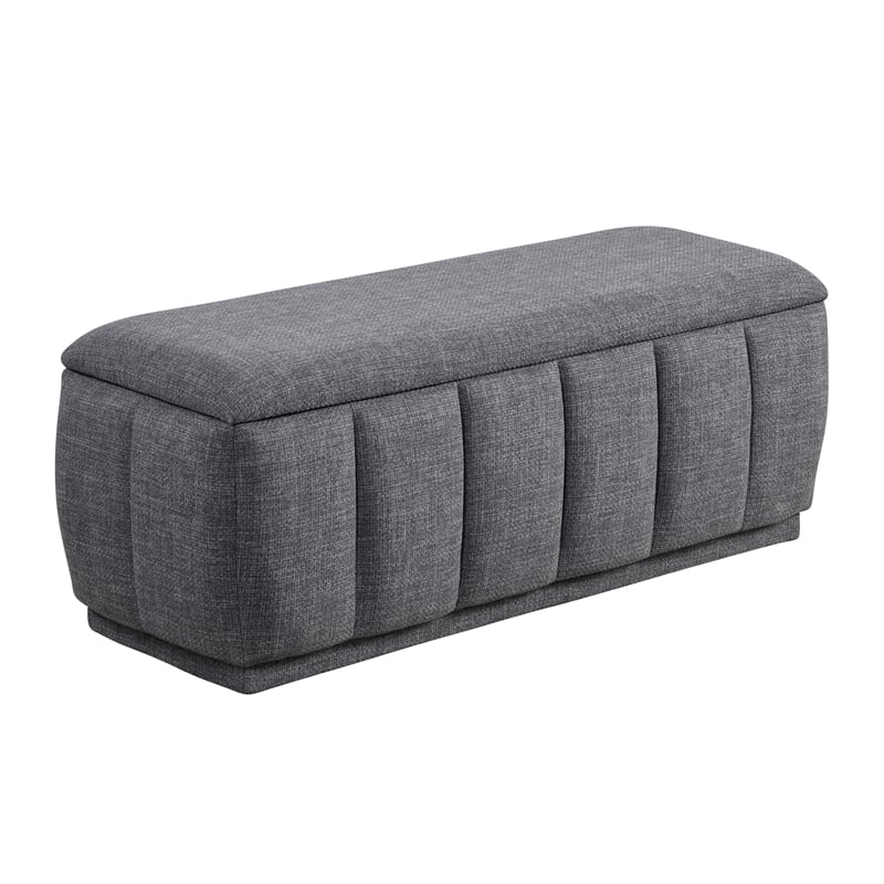 Lexicon Maize Textured Lift Top Storage Bench in Gray