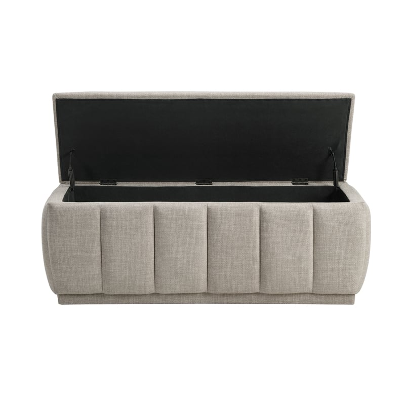 Lexicon Maize Textured Lift Top Storage Bench in Taupe
