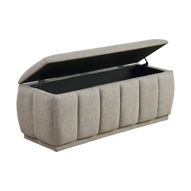 Lexicon Maize Textured Lift Top Storage Bench in Taupe