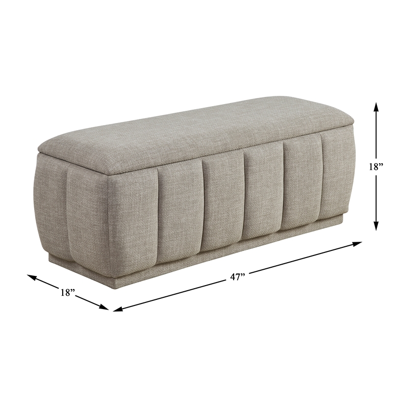 Lexicon Maize Textured Lift Top Storage Bench in Taupe