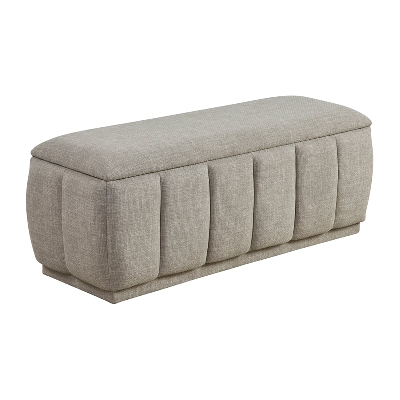 Lexicon Maize Textured Lift Top Storage Bench in Taupe