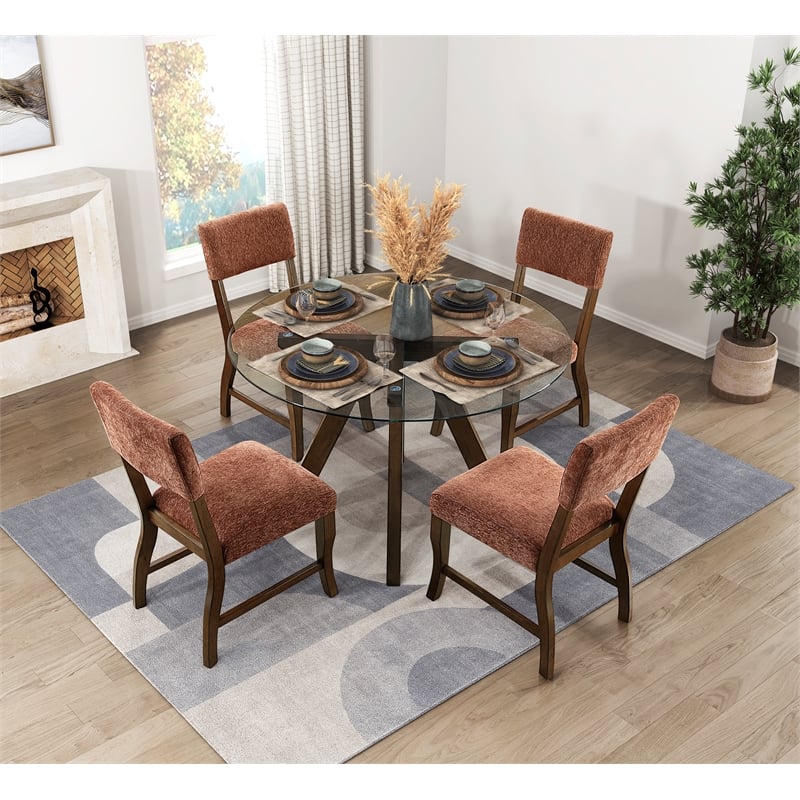 Lexicon Aiden Chenille Side Chair in Rust