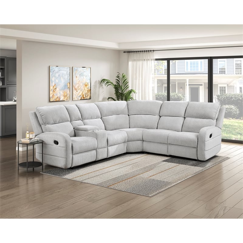 Lexicon Thorne Chenille 3-Piece Sectional with Left Console in Light Gray