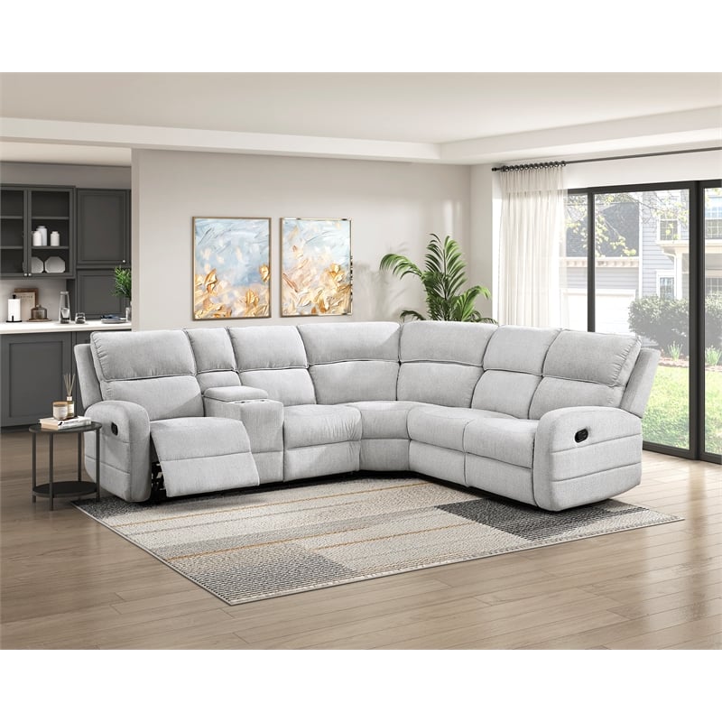 Lexicon Thorne Chenille 3-Piece Sectional with Left Console in Light Gray