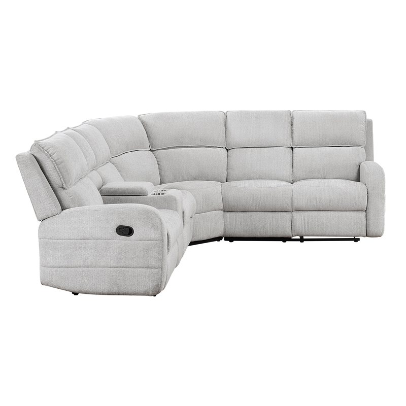 Lexicon Thorne Chenille 3-Piece Sectional with Left Console in Light Gray