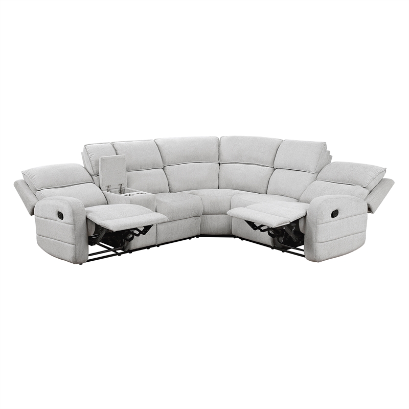Lexicon Thorne Chenille 3-Piece Sectional with Left Console in Light Gray