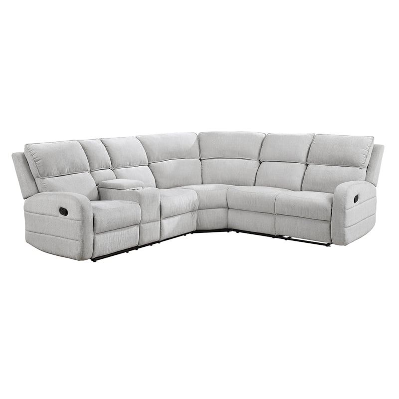 Lexicon Thorne Chenille 3-Piece Sectional with Left Console in Light Gray