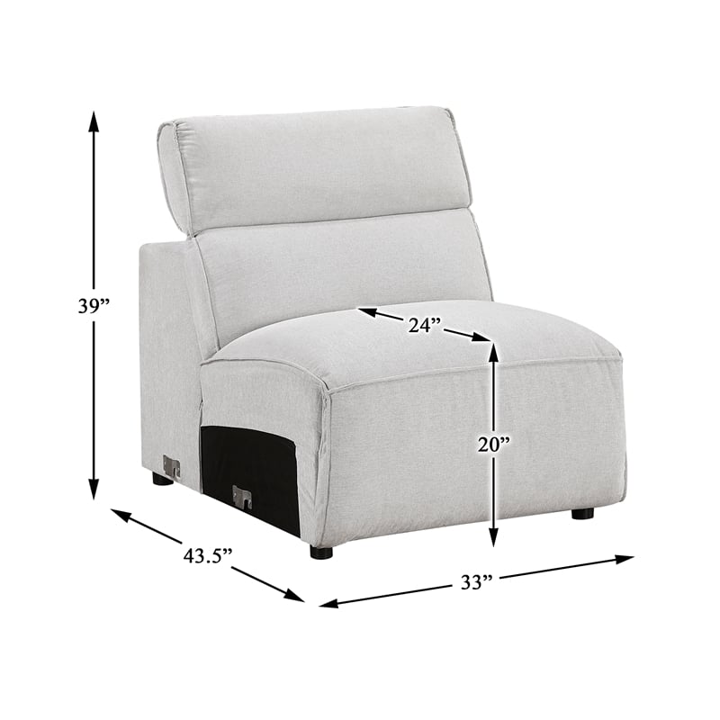 Lexicon Phoebe Microfiber (2/3)Armless Chair in Light Gray