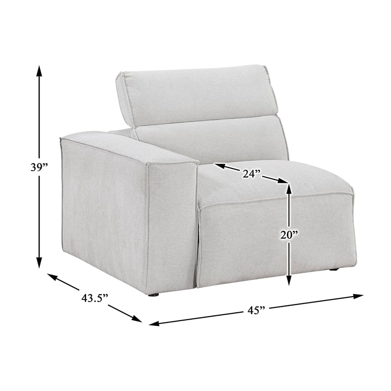 Lexicon Phoebe Microfiber (1/2) Power Left Side Reclining Chair in Light Gray