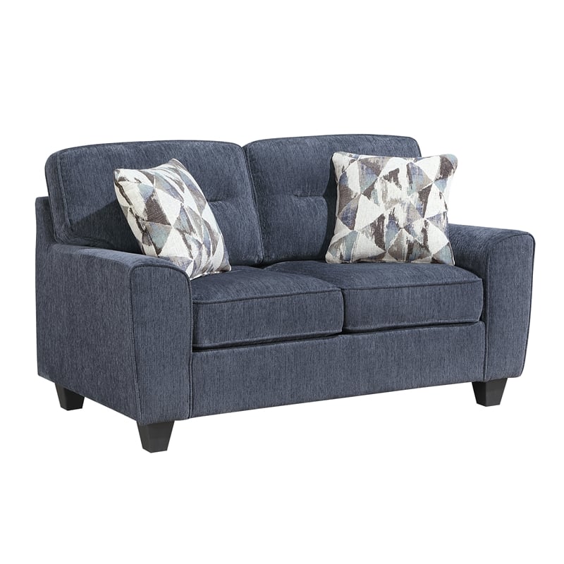 Lexicon Bennett Chenille Love Seat in Blue