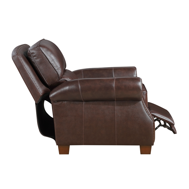 Lexicon Remington Leather Push Back Reclining Chair in Brown