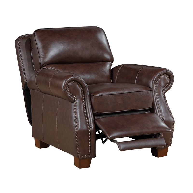 Lexicon Remington Leather Push Back Reclining Chair in Brown