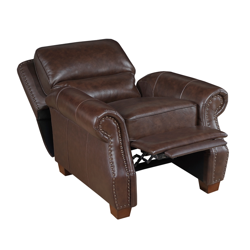 Lexicon Remington Leather Push Back Reclining Chair in Brown