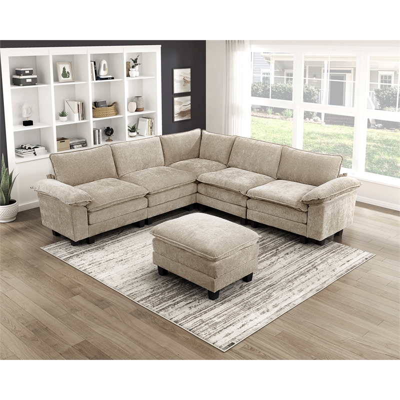 Lexicon Dublin Chenille Ottoman in Taupe