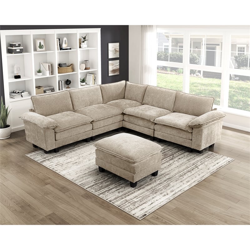Lexicon Dublin Chenille Armless Chair in Taupe